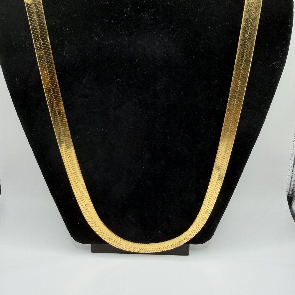 Vintage Italy 925 Sterling Silver Gold Vermeil Herringbone Necklace 30" 56.3g